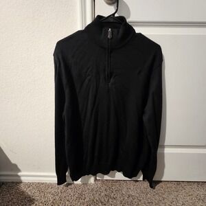 Linea Rosso Signature Men's XL Black Wool Blend 1/4 Zip Pullover Sweater